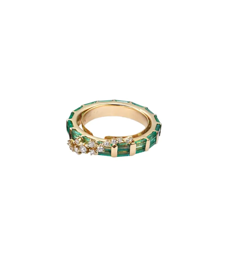 Ananya Scatter 18kt gold ring with emeralds and diamonds | Image 1 Ananya Scatter 18kt gold ring with emeralds and diamonds | Image 1