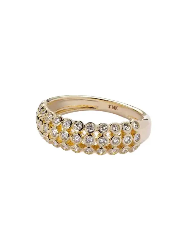 Bold Lattice 14kt gold ring with diamonds
