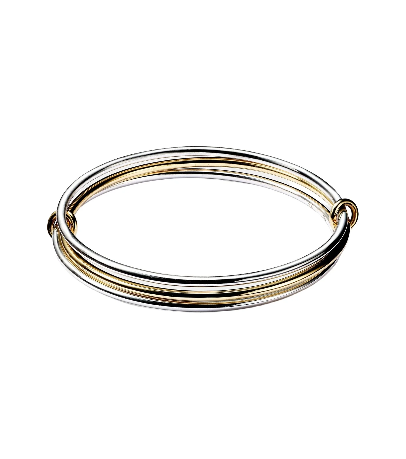 Lumin sterling silver and 18kt gold linked bangles Lumin sterling silver and 18kt gold linked bangles