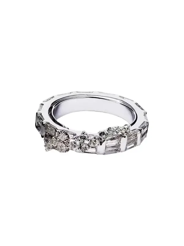 Scatter 18kt white gold ring with sapphires and diamonds