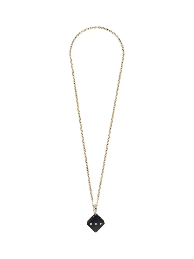 Dado Jumbo 18kt gold and wood pendant necklace with diamonds