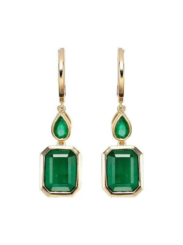 18kt gold drop earrings with emeralds 18kt gold drop earrings with emeralds
