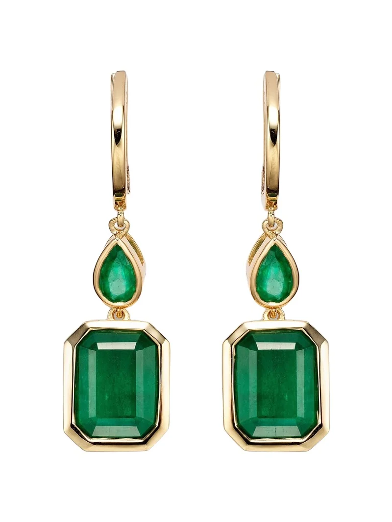 18kt gold drop earrings with emeralds 18kt gold drop earrings with emeralds