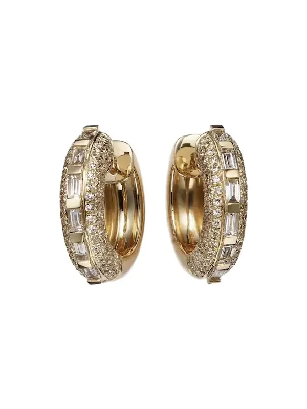 18kt gold hoop earrings with diamonds 18kt gold hoop earrings with diamonds