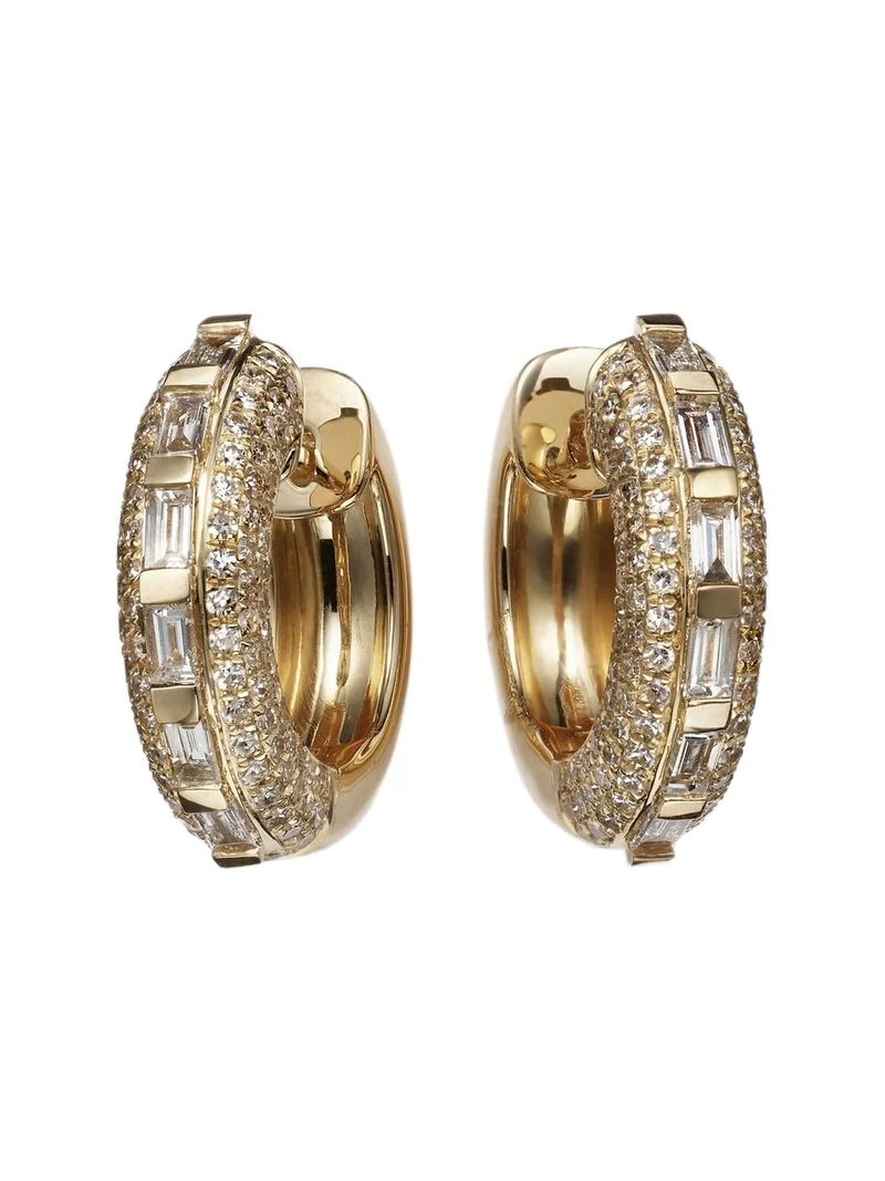18kt gold hoop earrings with diamonds