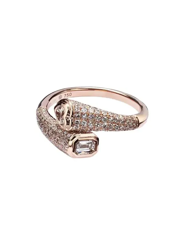 Bypass 18kt rose gold pinky ring with diamonds