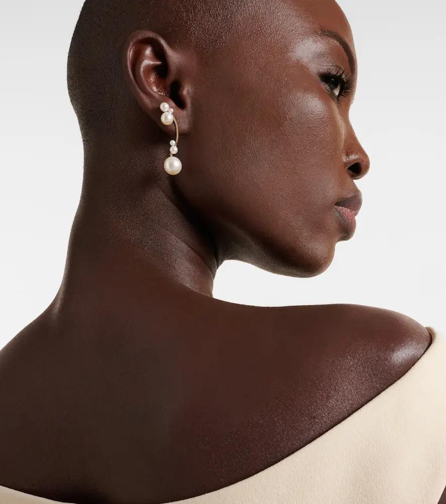 Sophie Bille Brahe Grand Stella 14kt gold single earring with pearls | Thumbnail 4