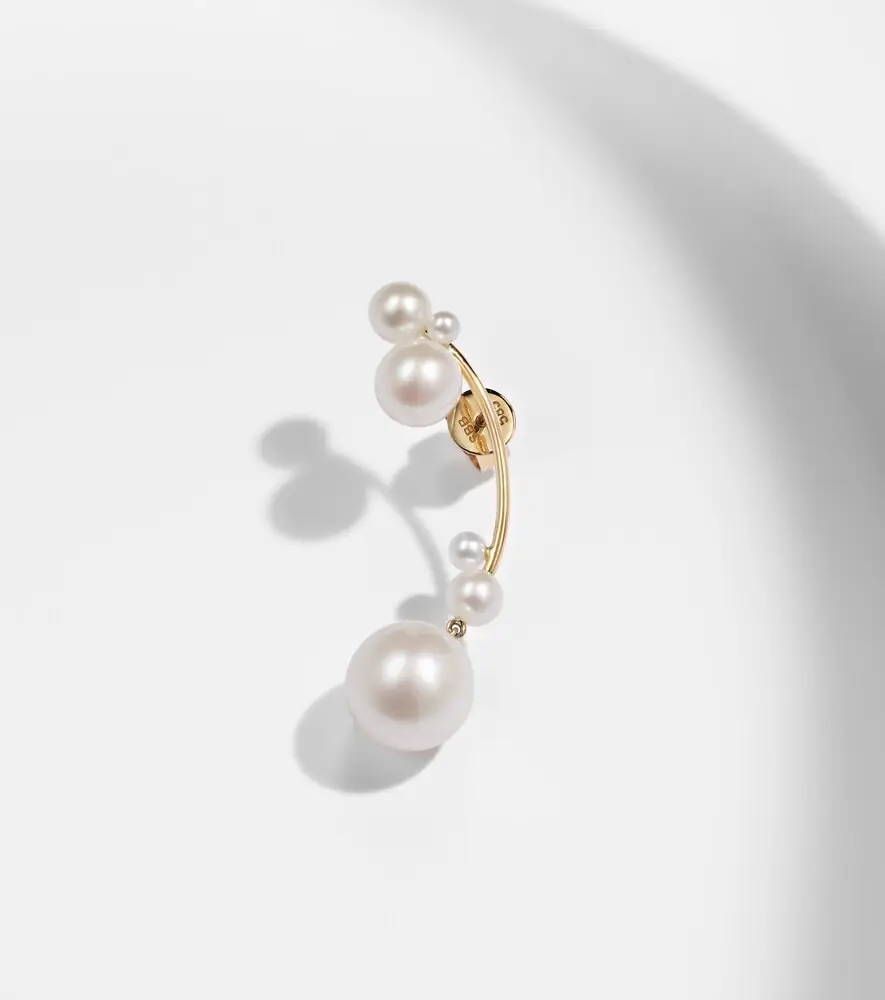 Sophie Bille Brahe Grand Stella 14kt gold single earring with pearls | Thumbnail 5