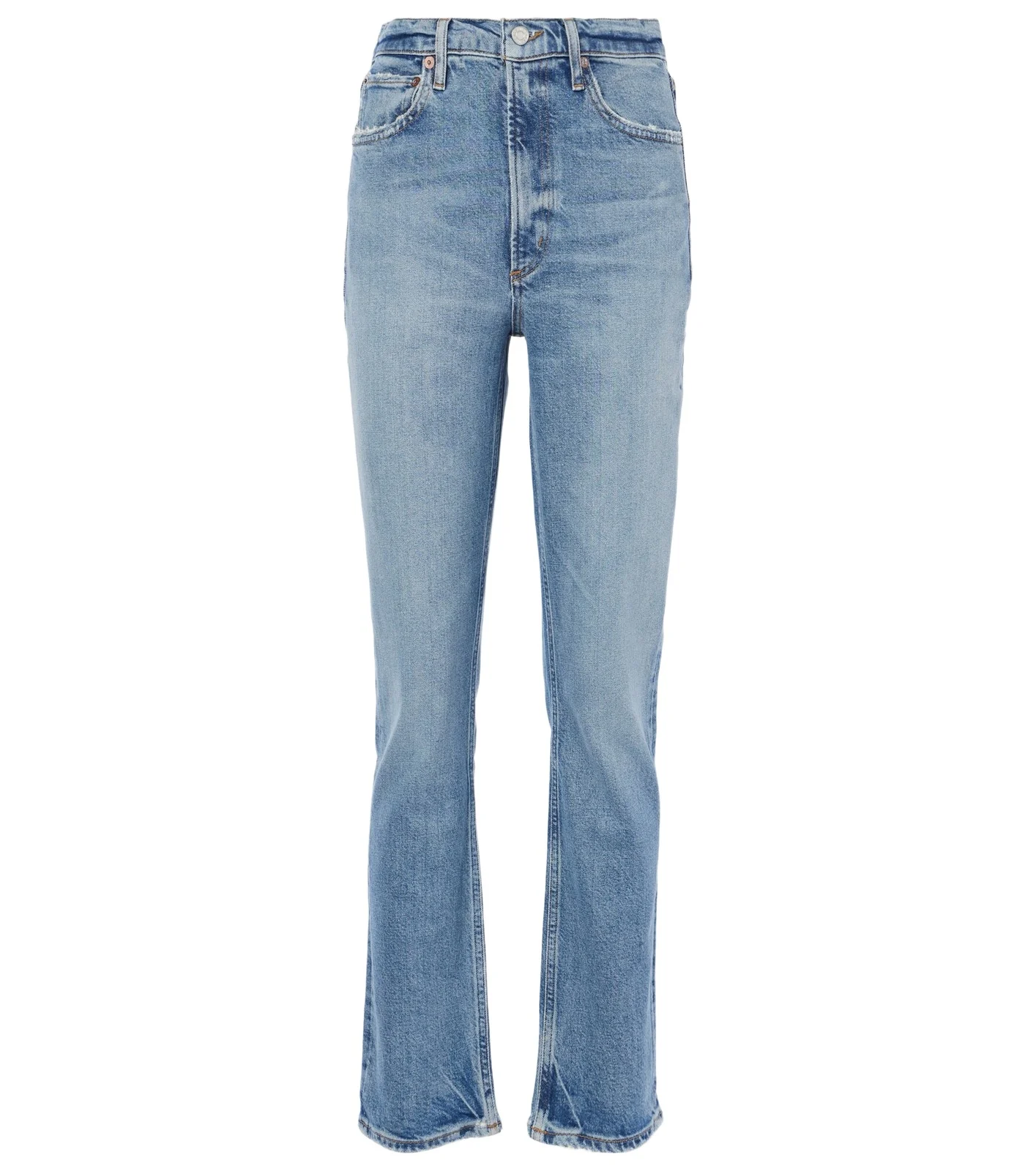 Stovepipe high-rise straight jeans
