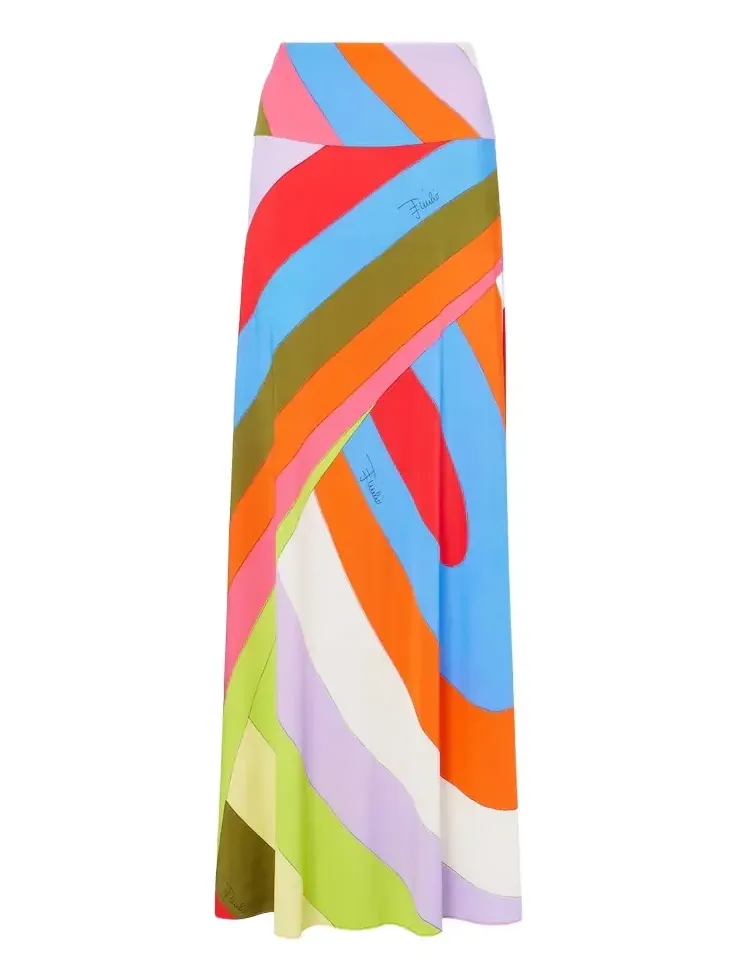 Iride jersey satin maxi skirt