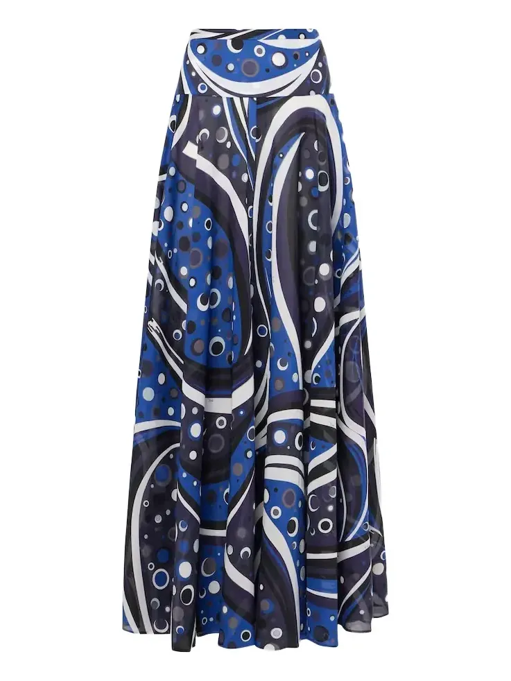 Printed cotton muslin maxi skirt