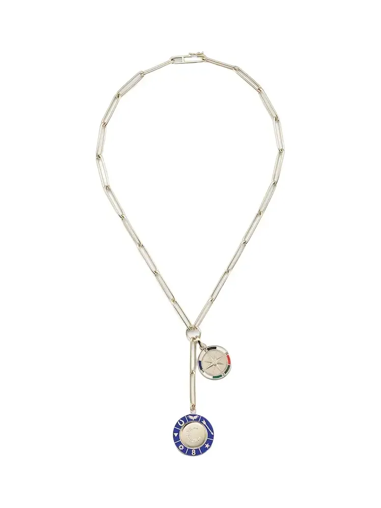 Crescent & Internal Compass 18kt gold and ceramic necklace with diamonds Crescent & Internal Compass 18kt gold and ceramic necklace with diamonds