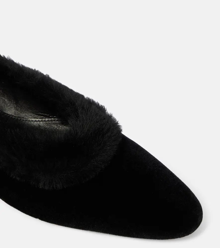TOTEME Shearling-trimmed velvet ballet flats | Thumbnail 3
