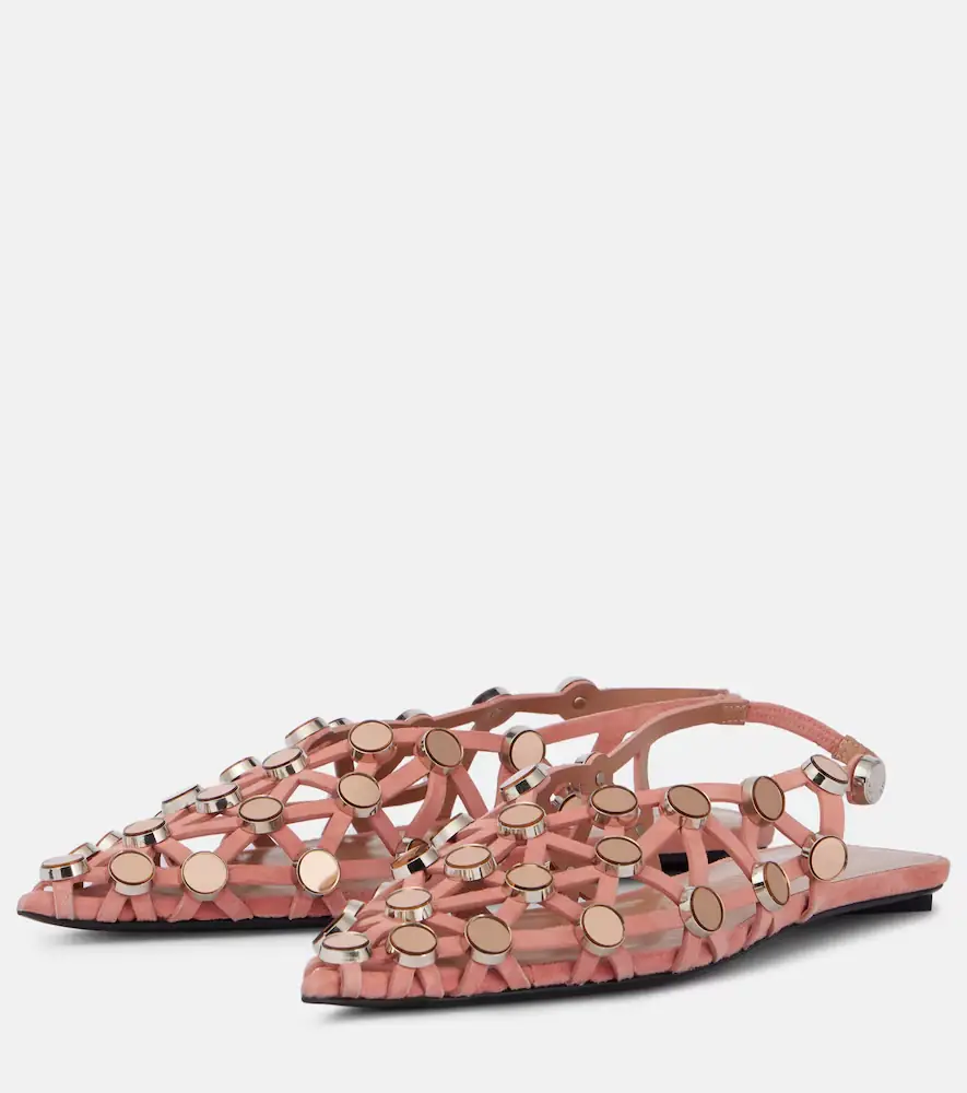 The Attico Grid embellished suede slingback flats | Thumbnail 2 The Attico Grid embellished suede slingback flats | Thumbnail 2
