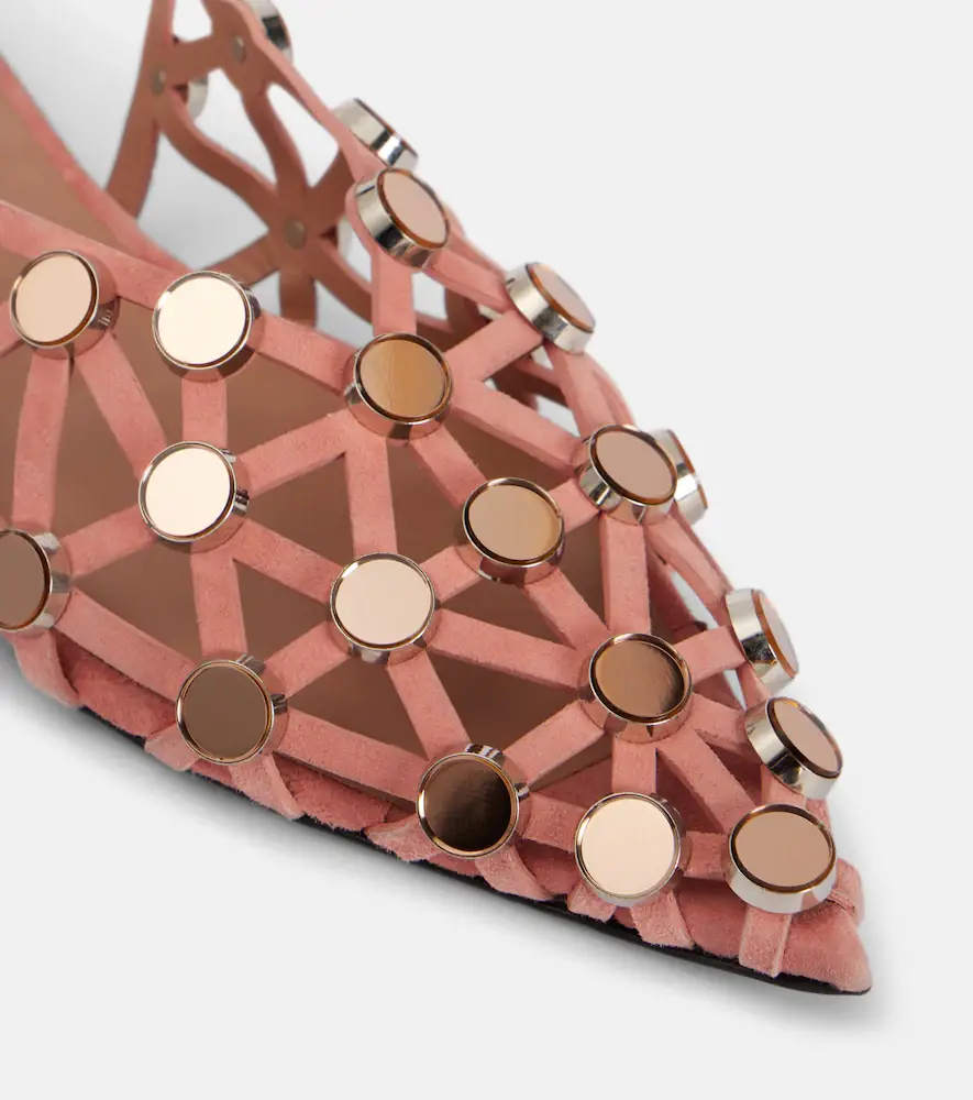 The Attico Grid embellished suede slingback flats | Thumbnail 4 The Attico Grid embellished suede slingback flats | Thumbnail 4