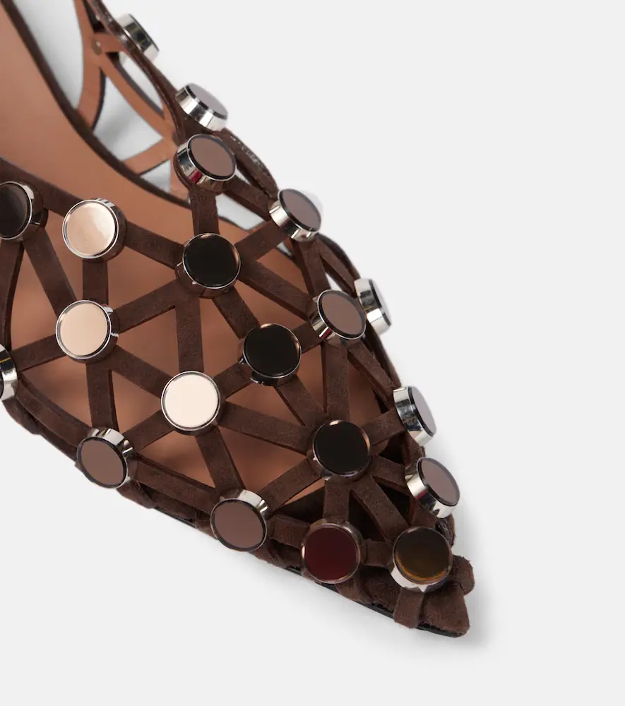 The Attico Grid embellished suede slingback flats | Thumbnail 2 The Attico Grid embellished suede slingback flats | Thumbnail 2