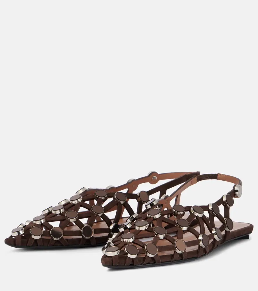 The Attico Grid embellished suede slingback flats | Thumbnail 4 The Attico Grid embellished suede slingback flats | Thumbnail 4