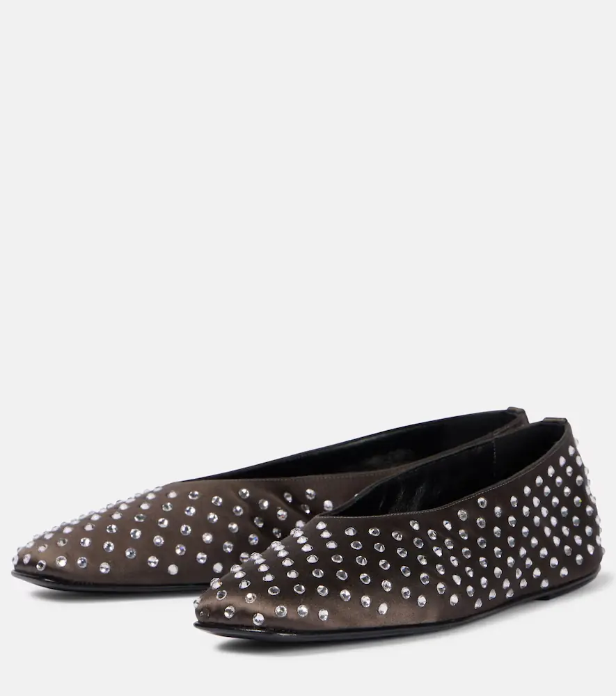 Magda Butrym Crystal-embellished satin ballet flats | Thumbnail 4 Magda Butrym Crystal-embellished satin ballet flats | Thumbnail 4