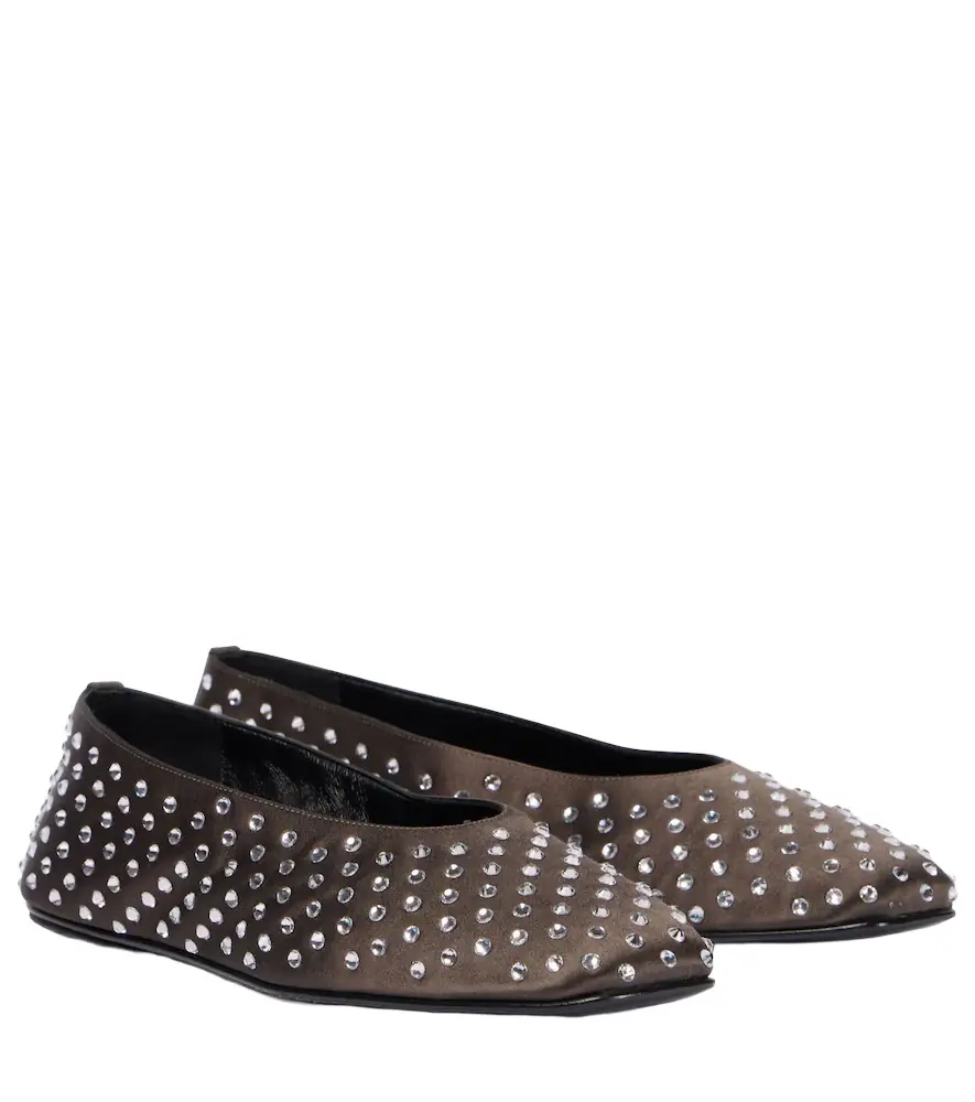 Magda Butrym Crystal-embellished satin ballet flats