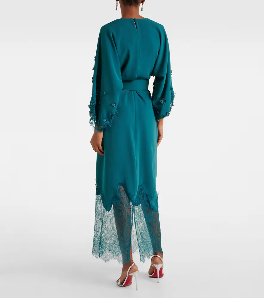 Costarellos Lace-trimmed draped midi dress | Thumbnail 2 Costarellos Lace-trimmed draped midi dress | Thumbnail 2