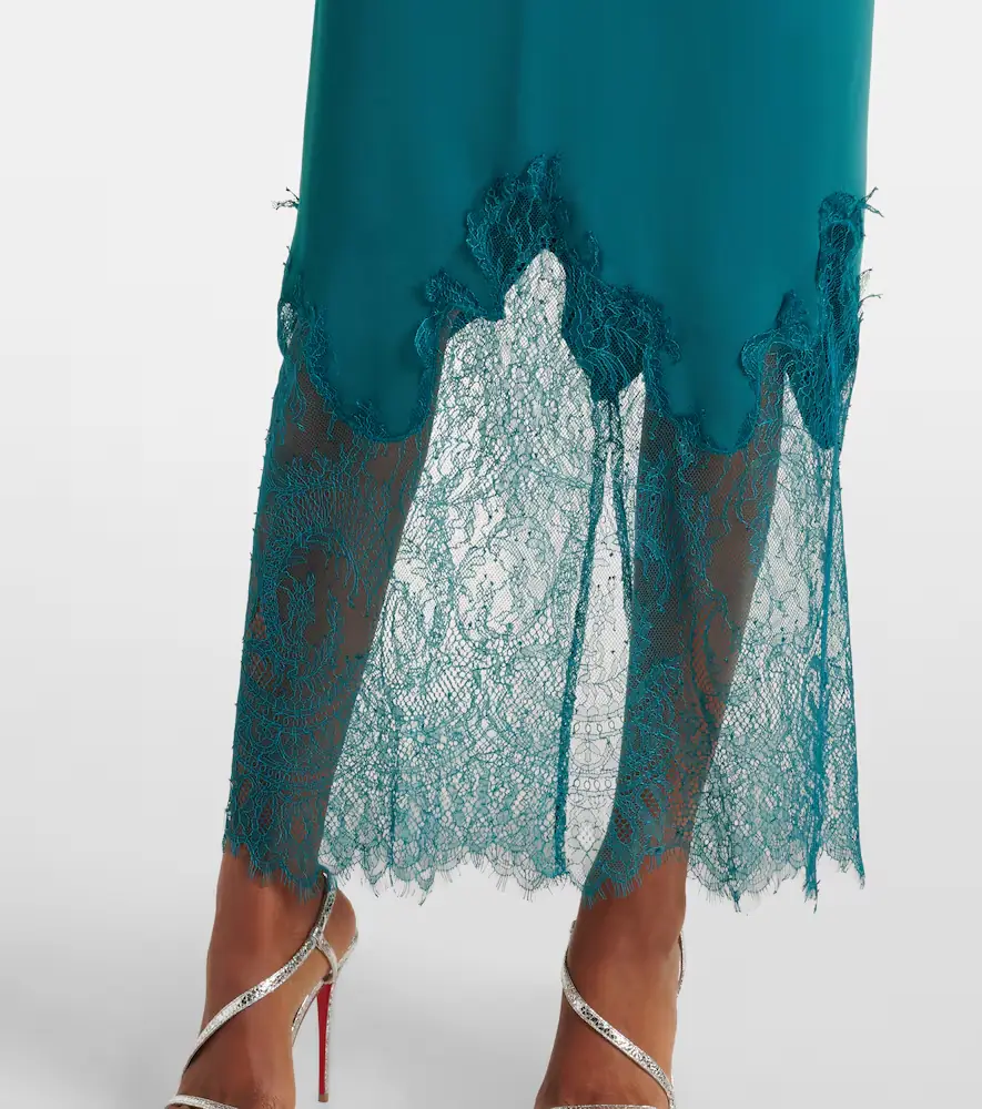 Costarellos Lace-trimmed draped midi dress | Thumbnail 4 Costarellos Lace-trimmed draped midi dress | Thumbnail 4