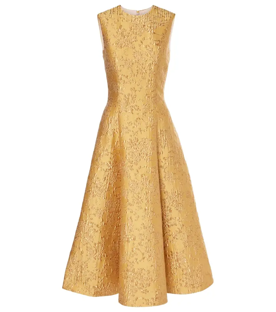 Emilia Wickstead Mara floral embossed jacquard midi dress | Image 1 Emilia Wickstead Mara floral embossed jacquard midi dress | Image 1