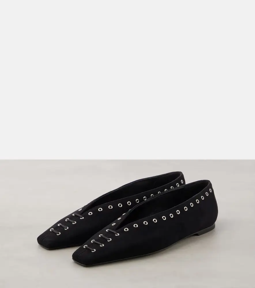 TOTEME Suede lace-up ballet flats | Thumbnail 3