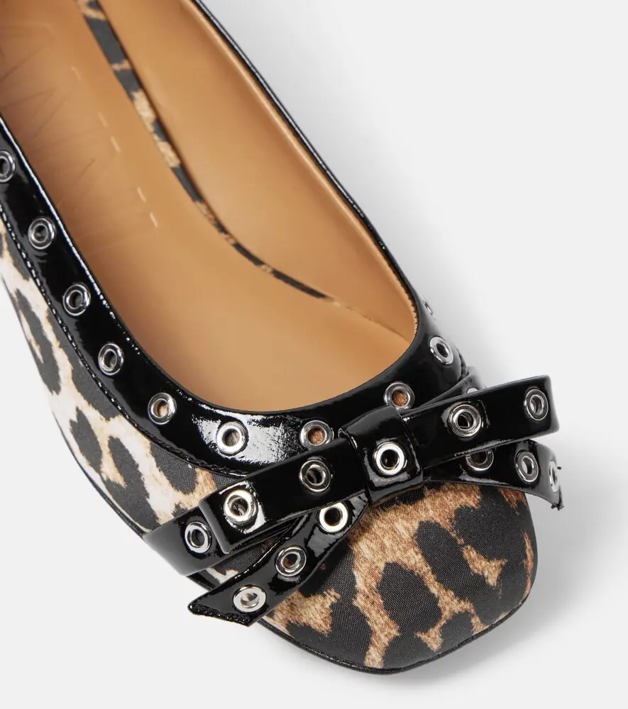 Ganni Eyelet Bow leopard-print satin ballet flats | Thumbnail 4 Ganni Eyelet Bow leopard-print satin ballet flats | Thumbnail 4