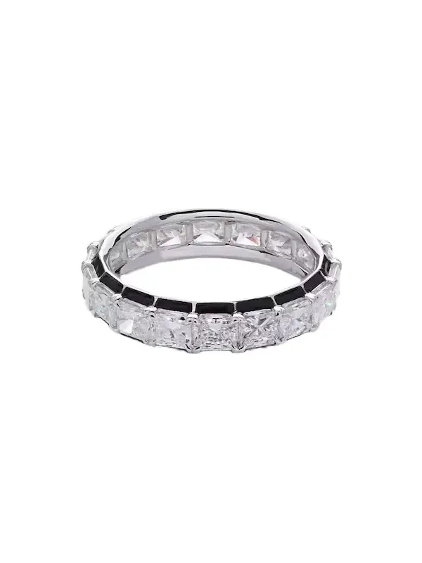 Radiant Eternity 18kt white gold and enamel pinky ring with diamonds Radiant Eternity 18kt white gold and enamel pinky ring with diamonds