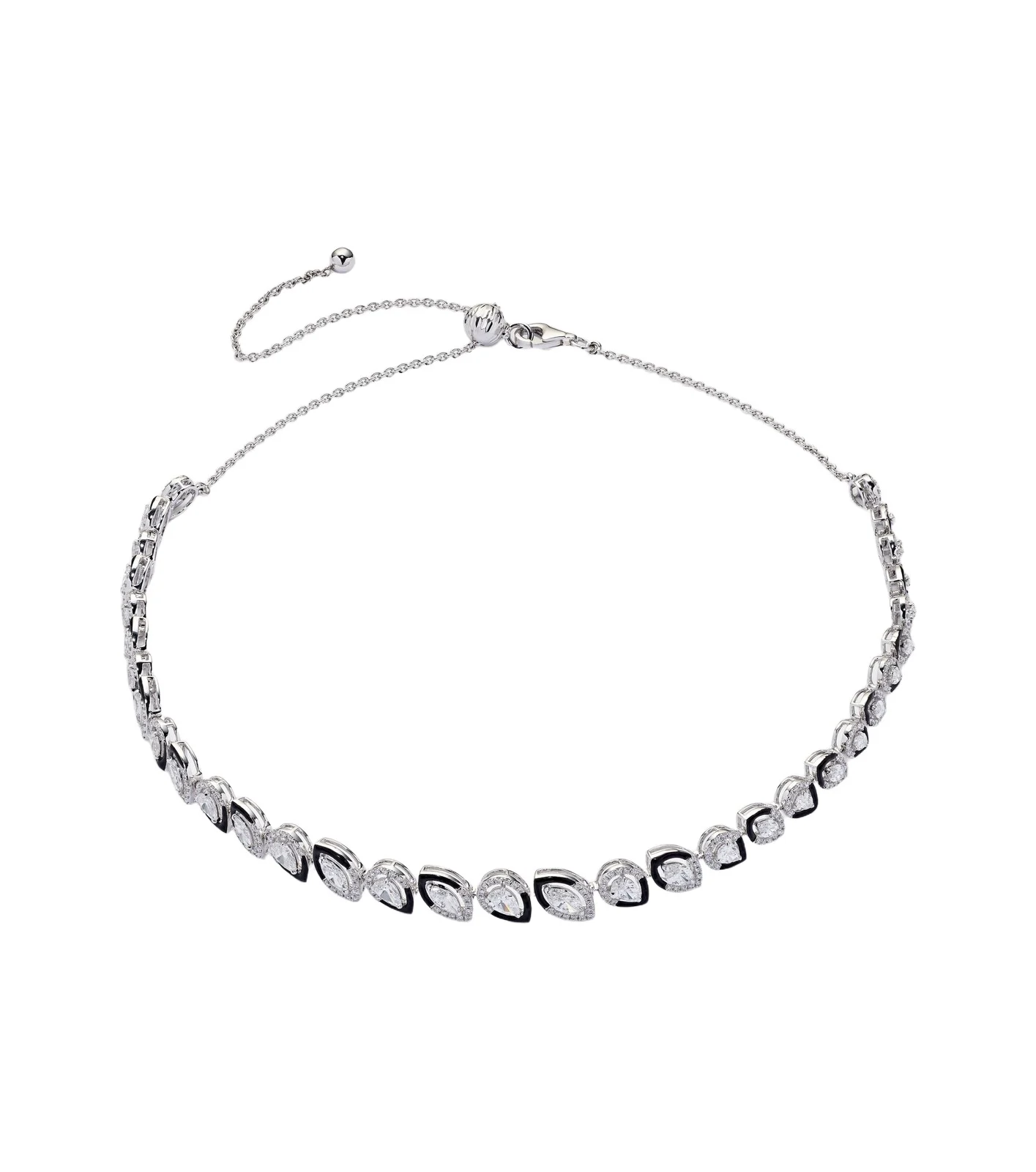 Autumn 18kt white gold and enamel choker with diamonds