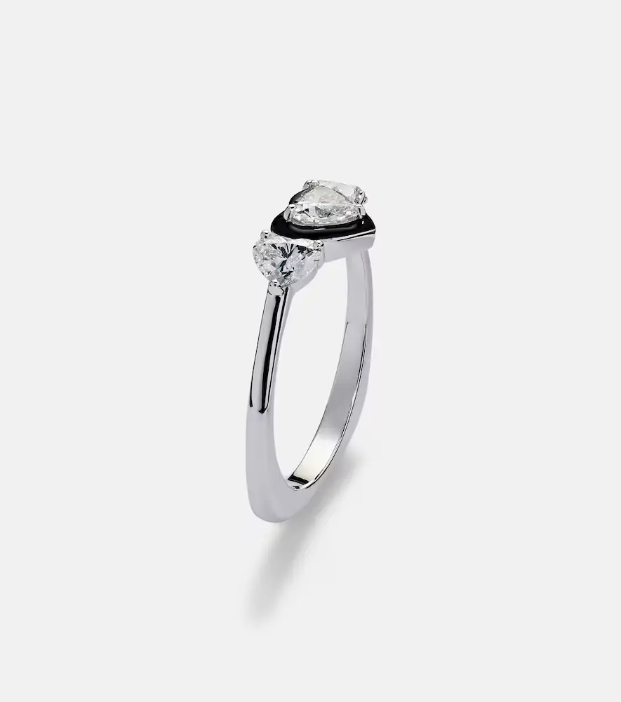 Kamyen 18kt white gold and enamel pinky ring with diamonds | Thumbnail 2