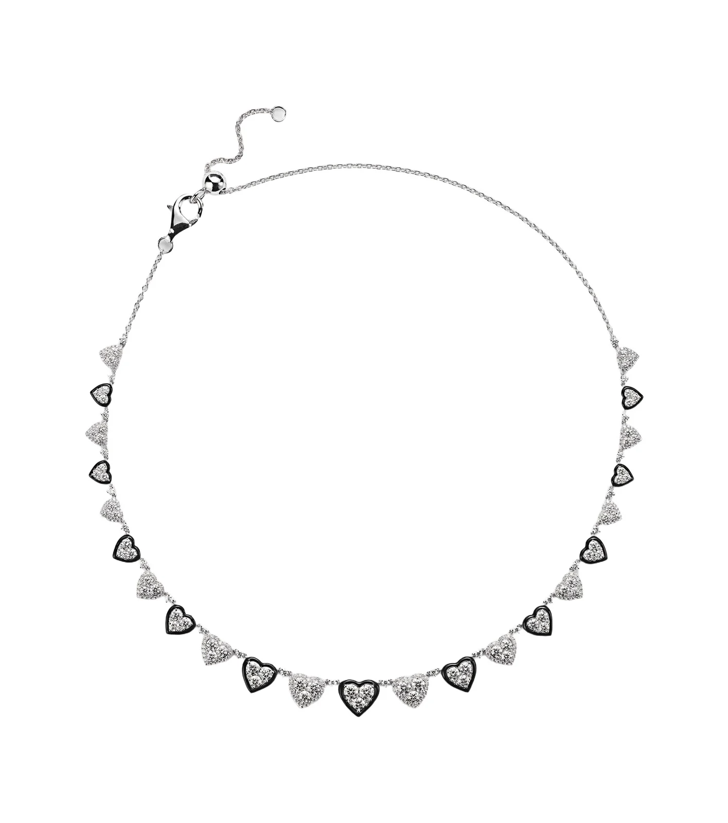 18kt white gold (750/1000) and enamel choker with diamonds