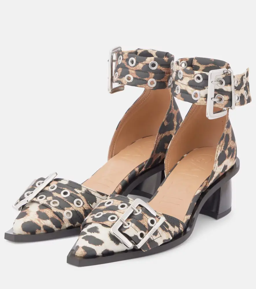 Ganni Leopard-print satin pumps | Thumbnail 3