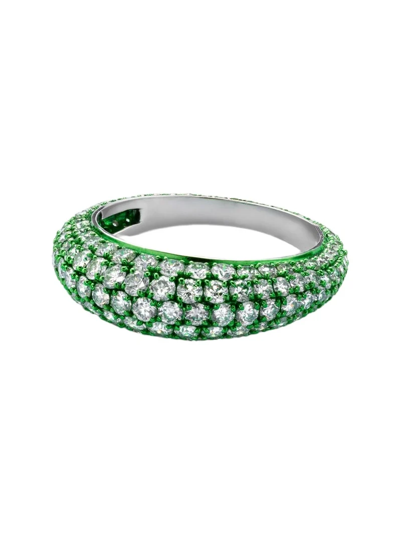 Kamyen Lime Disco 18kt white gold ring with diamonds