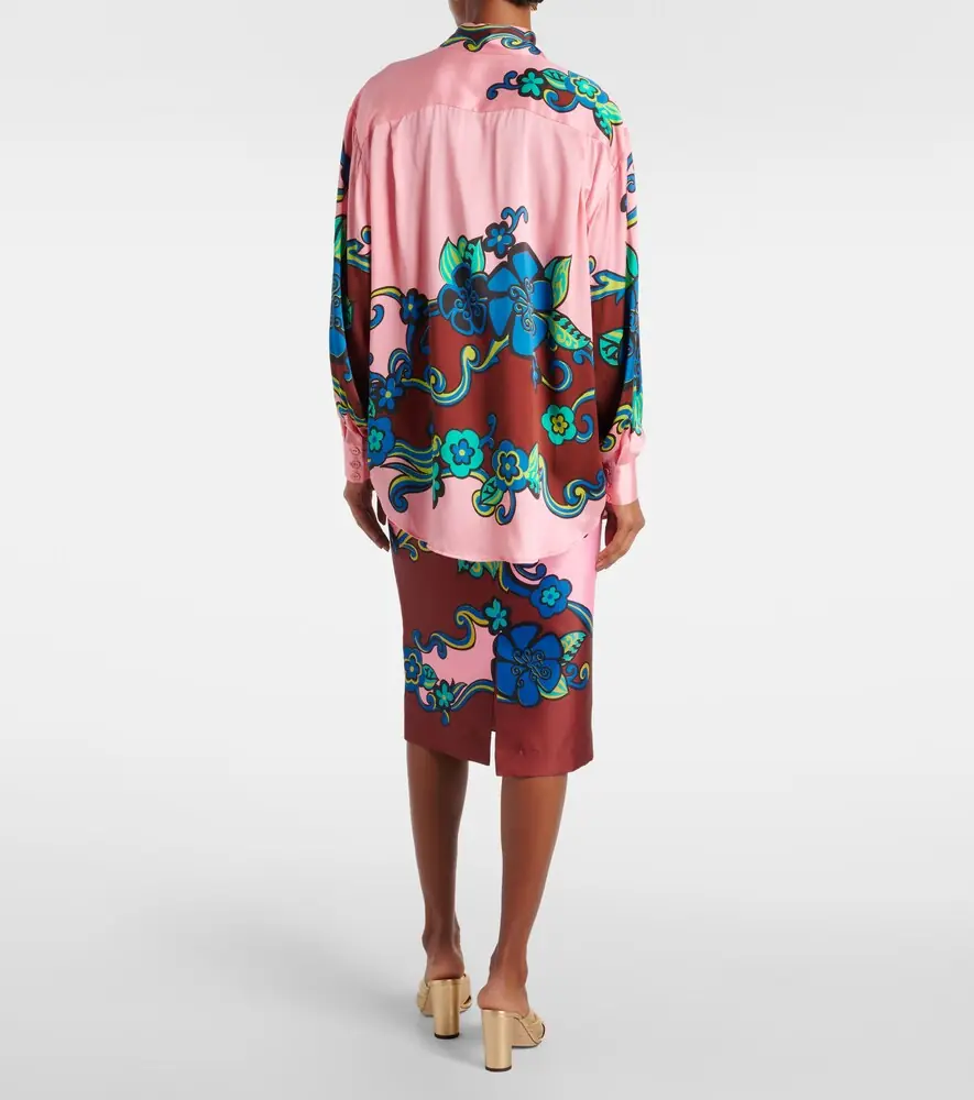 ALÉMAIS Alémais Floral puff-sleeve silk satin shirt | Thumbnail 2