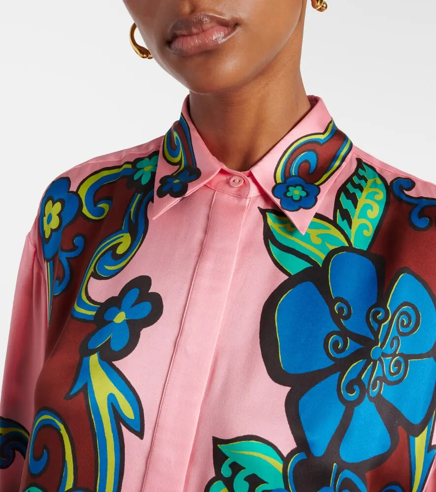 ALÉMAIS Alémais Floral puff-sleeve silk satin shirt | Thumbnail 4