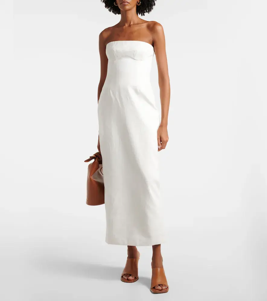 SIR. Evalita linen bustier maxi dress | Thumbnail 4