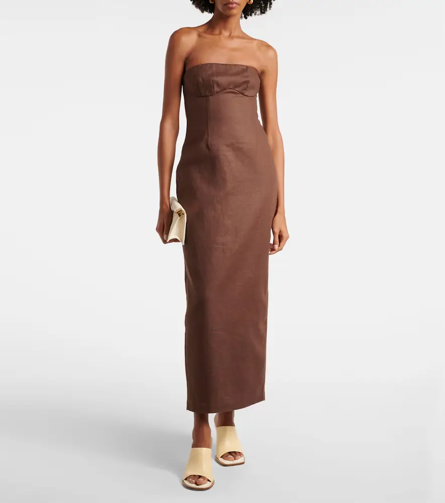 SIR. Evalita linen bustier maxi dress | Thumbnail 2