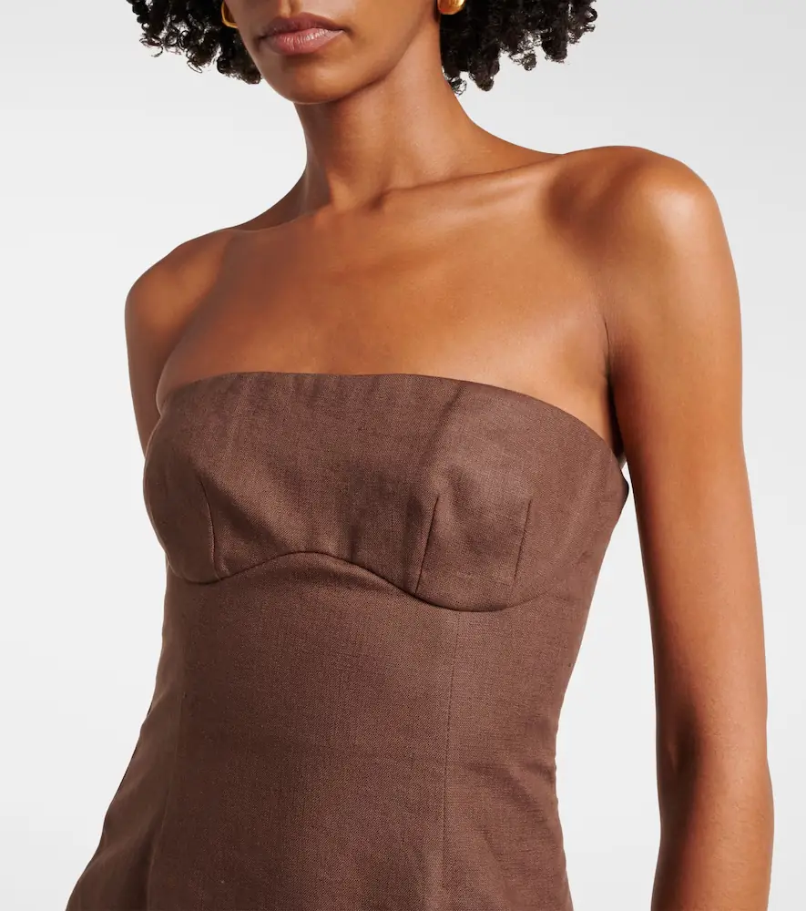 SIR. Evalita linen bustier maxi dress | Thumbnail 3