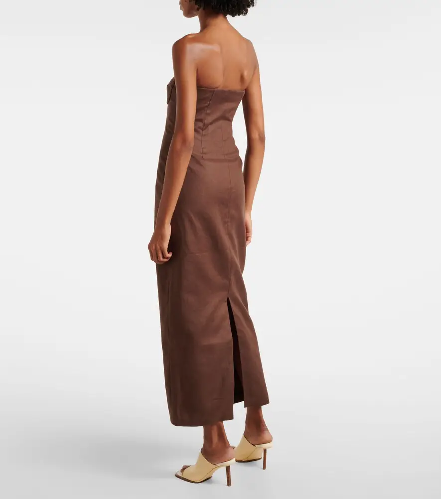 SIR. Evalita linen bustier maxi dress | Thumbnail 5