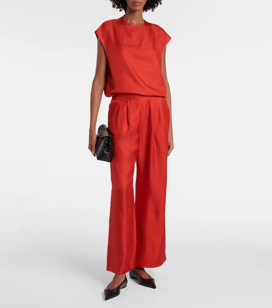ASCENO Isola silk twill wide-leg pants | Thumbnail 4 ASCENO Isola silk twill wide-leg pants | Thumbnail 4