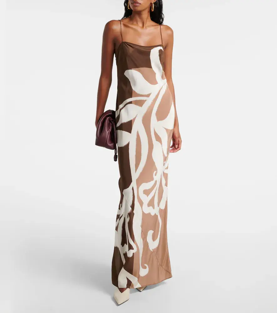 SIR. Floral printed silk satin maxi dress | Thumbnail 2