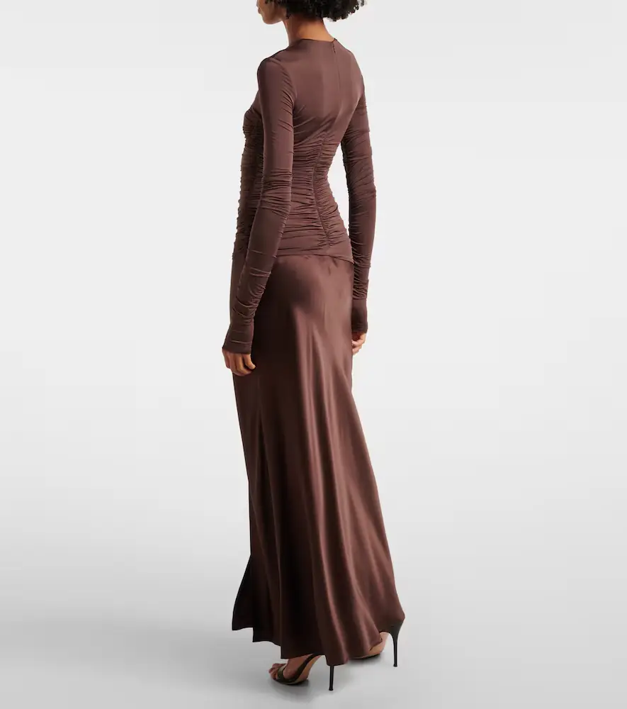 SIR. Alessia draped jersey and satin maxi dress | Thumbnail 2