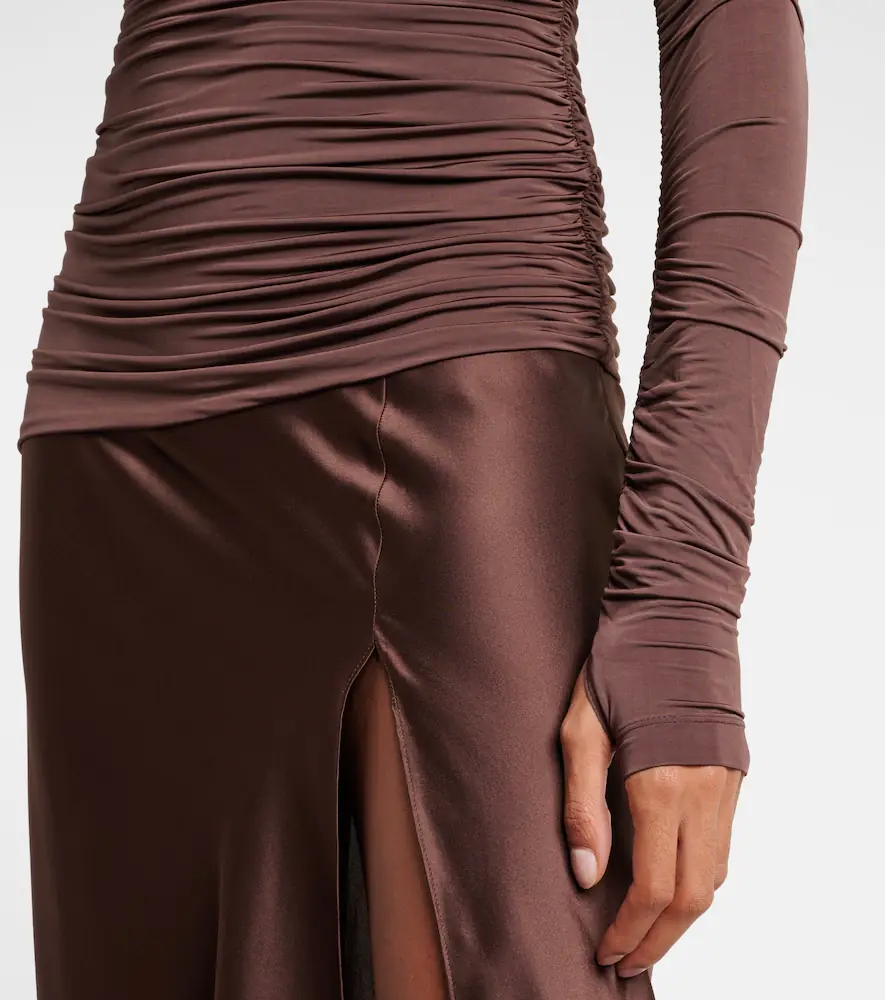 SIR. Alessia draped jersey and satin maxi dress | Thumbnail 5