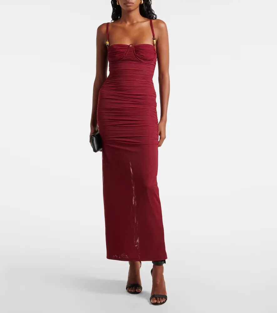 SIR. Toni ruched mesh maxi dress | Thumbnail 3