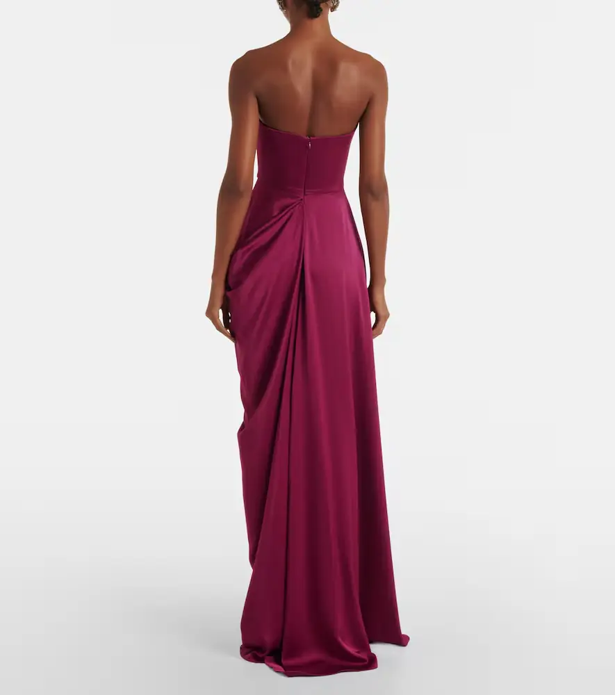 Alex Perry Draped satin crêpe bustier gown | Thumbnail 4