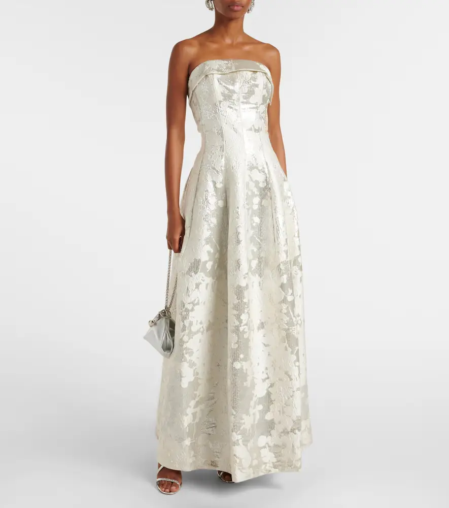 Simkhai Octavia lamé jacquard corset gown | Thumbnail 4