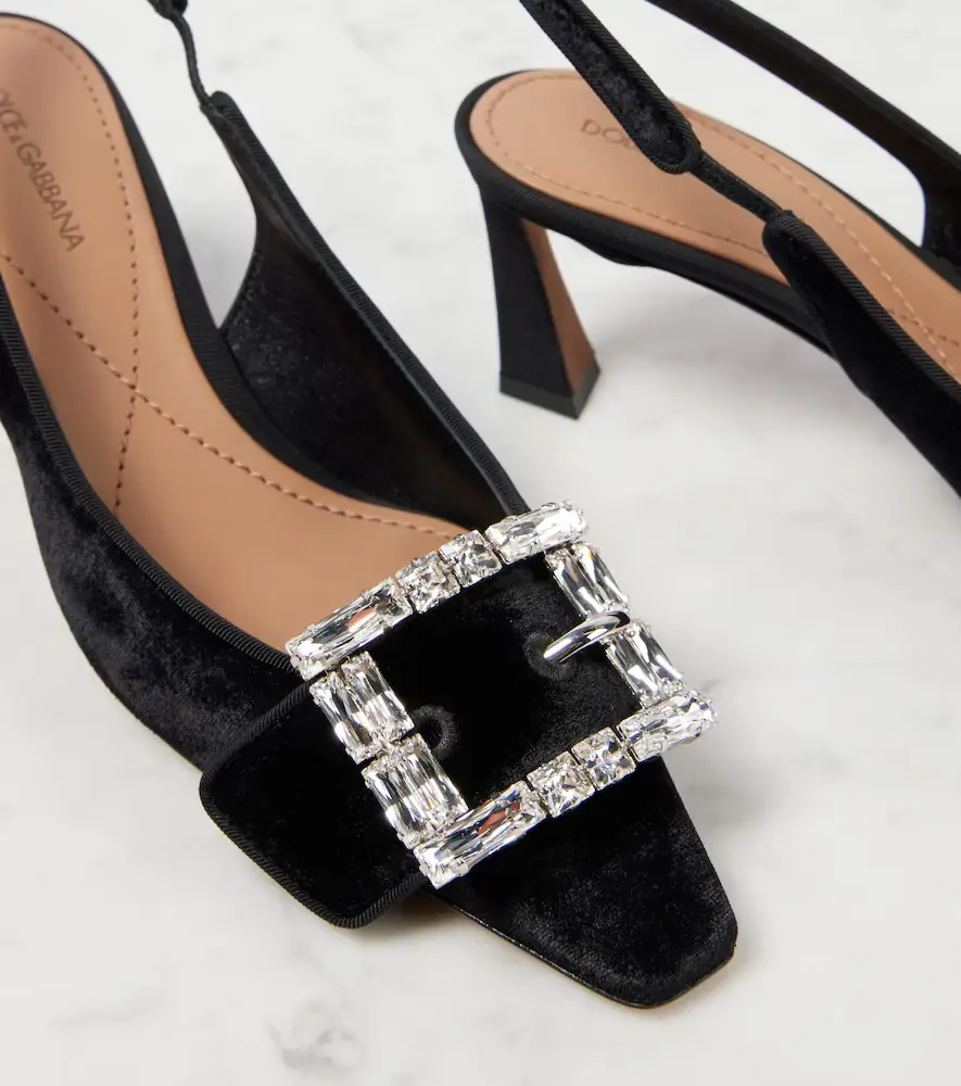 Dolce & Gabbana Embellished velvet slingback pumps | Thumbnail 5