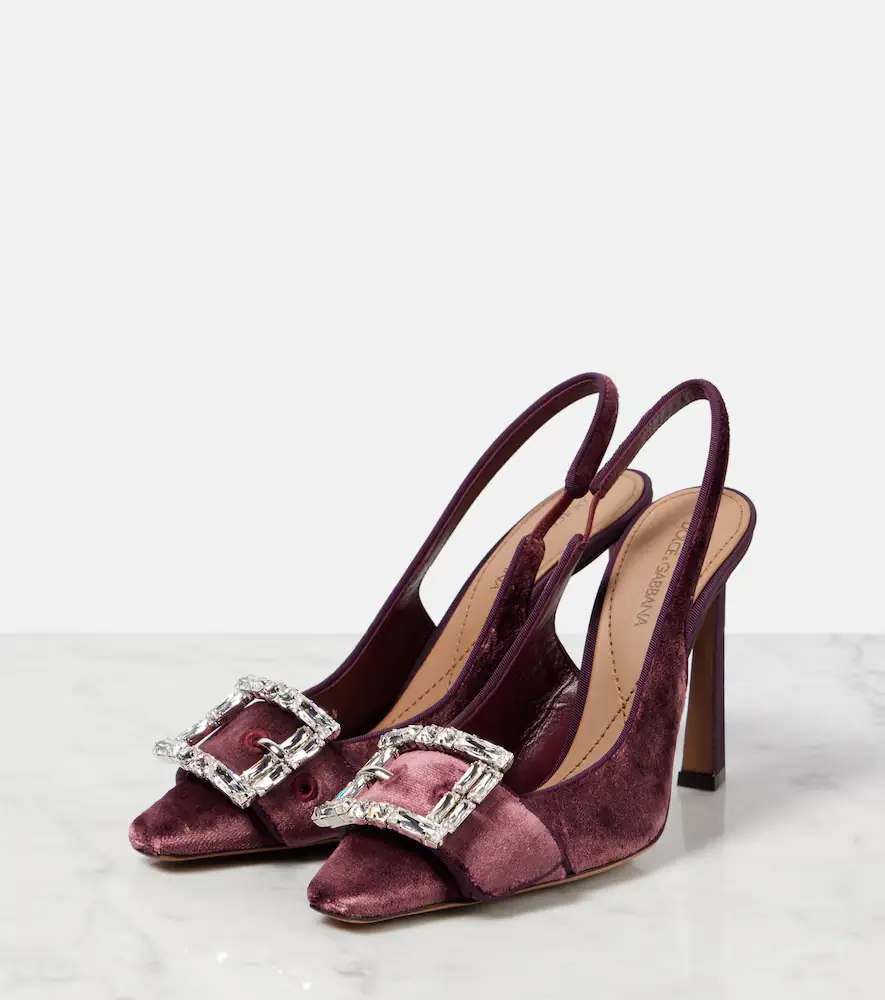 Dolce & Gabbana Embellished velvet slingback pumps | Thumbnail 4