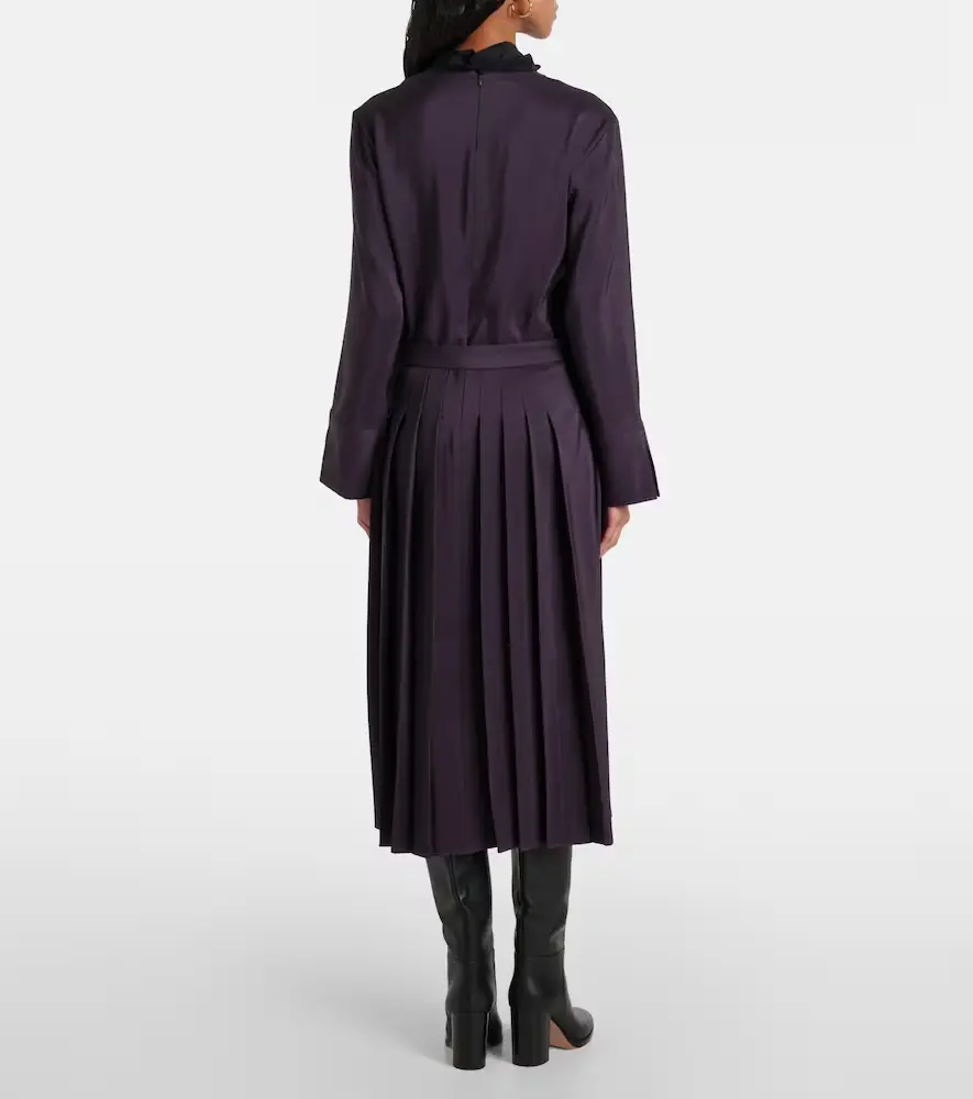 Joseph Pleated wool and silk midi dress | Thumbnail 3